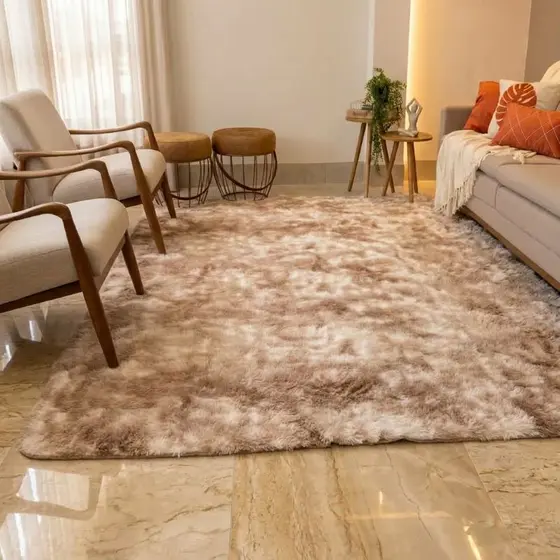 Tapete Decorativo Grande 3,00x2,00 Peludo Sala de Estar Macio Confortável Luxo