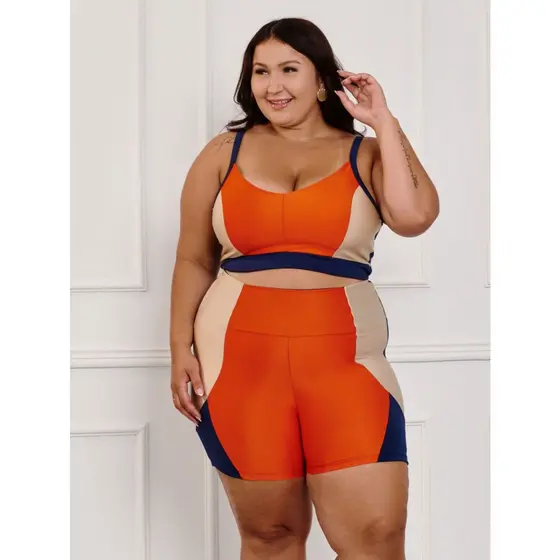 Conjunto Fitness Brilhoso Bermuda + Top S/bojo Plus Size 11201/11200