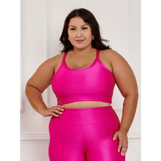 Top Feminino Fitness Canelado C/Liso Plus size 11191