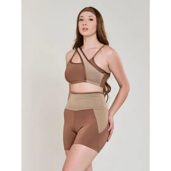 Conjunto Fitness Detalhe Em Tule (bermuda+top) Academia 11172/11174