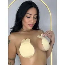 PAR DE Sutiã Soutien Mágico Adesivo Silicone Levanta Seio Orelha De Coelho Invisível Decote Push Up