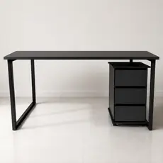 Conjunto Mesa Escrivaninha Escritório + Gaveteiro Carrinho Auxiliar 3 Cores