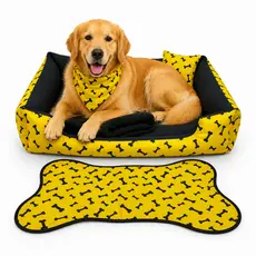 cama caes caminha cachorro até 15kg  porte médio com zíper + manta e tapete para comedouros