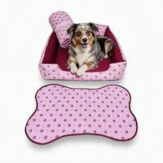 cama para cachorro grande cama pet retangular 70x80cm + edredom e tapete para comedouros