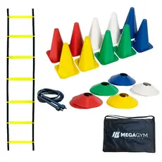 Kit Funcional Agilidade 10 Chapéus + 10 Cones + Corda de Pular + Escada