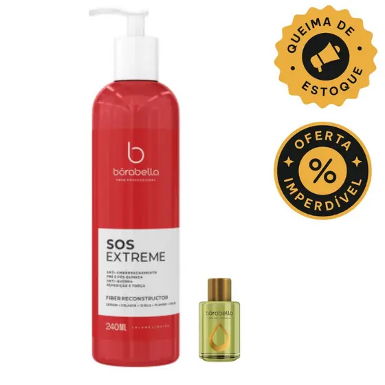 Borabella SOS Extreme Reconstrutor Anti-Emborrachamento 240ml+Oleode Argan 7ml