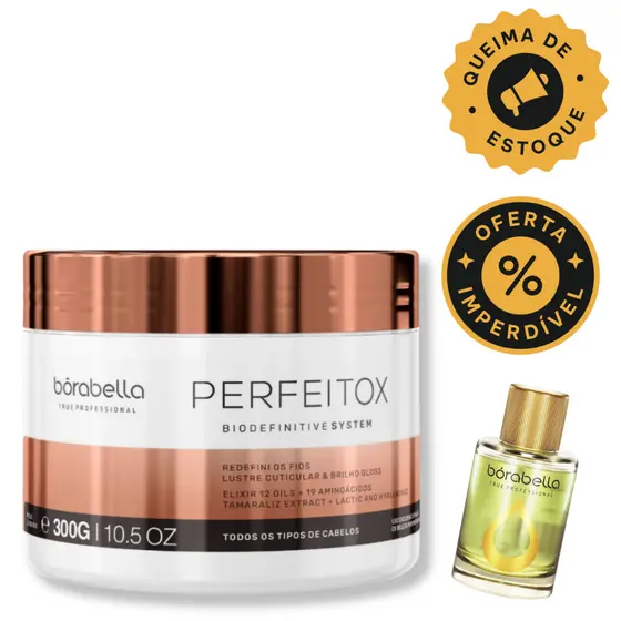 Perfeitox Alinhamento Nutrição e Antifrizz 12 Oils 300gr Lançamento Borabella