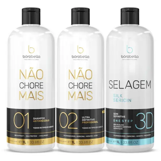 Borabella Não Chore Mais kit 2x1L + Selagem 3D Semi Definitiva 1L
