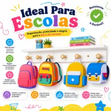 Organizador Suspenso Porta Roupas Bolsas 6 Penduradores Resistente + Prateleira Decorativaa 100% MDF Laminado