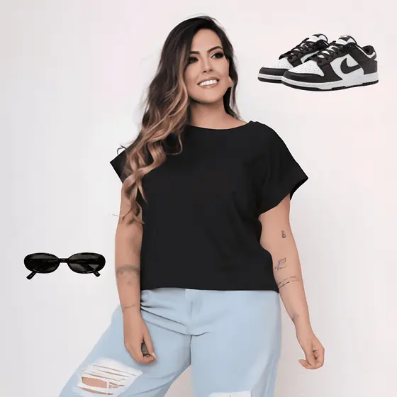Cropped Feminino Plus Size Algodão Básico Blusa Lisa