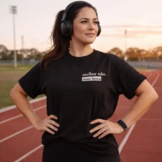 Bilhan Camiseta feminina T-shirt Estampada Melhor não, mas bora