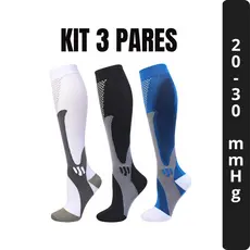 Kit 3 Pares Meias de Compressão Recuperação Varizes Dores nas Pernas  20-30 Mmhg Serve do 36 ao 43