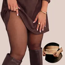 Meia Calça Peluciada de Lã Veste até o Plus Size Térmica Translúcida Forrada Pelinho Frio Feminina Quente Inverno