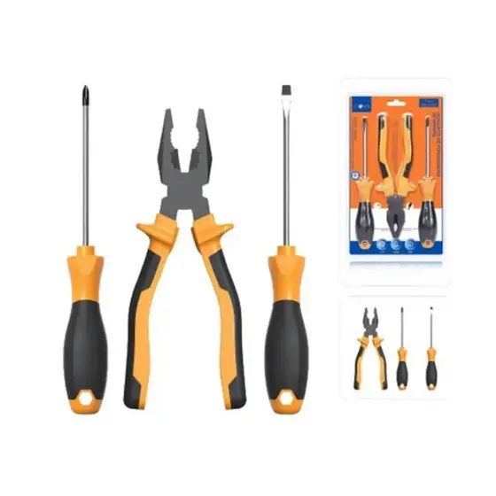 🧰 Kit de Ferramentas de Reparo – 3 Peças 🔧 Alicate + Chave Philips + Chave de Fenda
