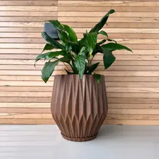 Vaso Grande de Polietileno Decorativo Para Plantas Modelo ORIGAMI G Com Prato