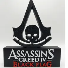 Placa Assassin's Creed Black Flag – Letreiro Gamer Mesa, Enfeite Setup, Caveira 💀⚔️