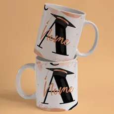 Caneca de Porcelana Personalizada 325ml   Formatura  Alfabeto + Seu Nome