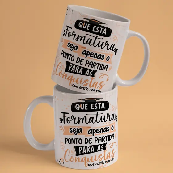 Canecas de Porcelana Perrsonalizada 325ml Formatura Conquistas + Nome e Foto
