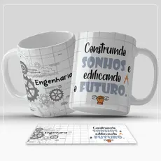 Caneca de Porcelana Personalizada 325ml Profissão Engenheiro + Nome