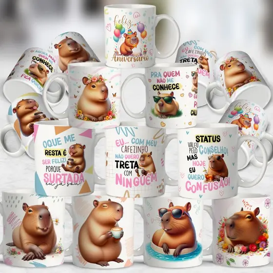 Caneca de Porcelana Personalizada 325ml Coleção Capivara Debochada