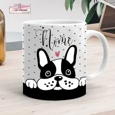 Caneca de Porcelana Personalizada 325ml Bulldog Francês Personalizada com Nome – Estilo Pet Lover