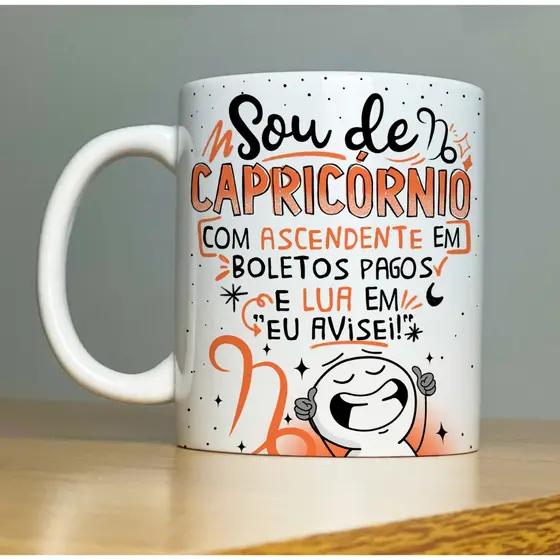 Caneca  de PorcelanaPersonalizada 325ml  - Signos - Capricórnio Flok