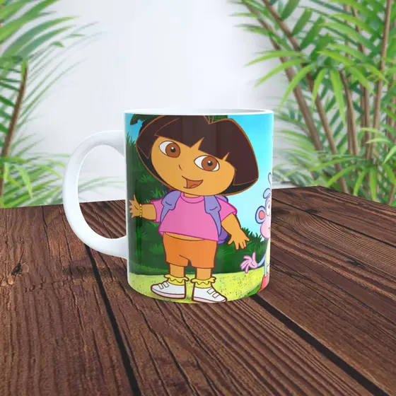 Caneca de Porcelana Personalizada 325ml  - Infantil Dora Aventureira – Para Crianças