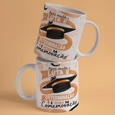 Canecas de Porcelana Personalizada 325ml  Formatura Luta e  Determinação + Nome