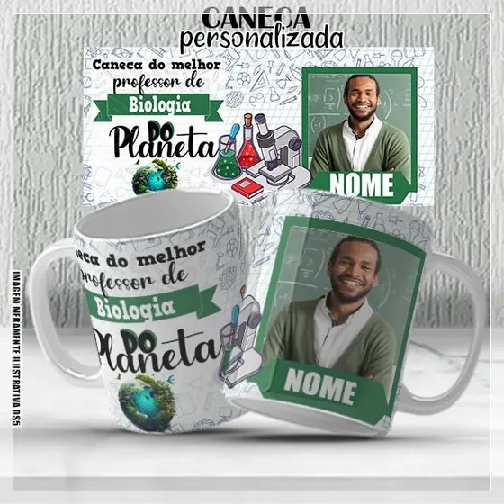 Caneca de Porcelana Personalizada 325ml  Professores de Biologia + Foto