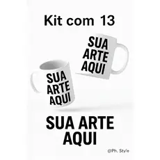 KIT COM 13 CANECAS DE PORCELANA PERSONALIZAVEL - 325ml - LOGO, FOTO, SUA IDEIA AQUI, SUA MARCA AQUI