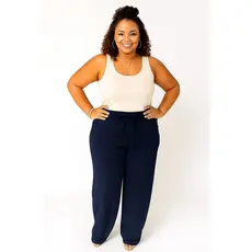 Calça Pantalona Feminina Tamanho Plus Com Cordão Ajustável