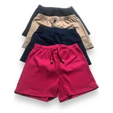 kit 4 Short Infatil Canelado Básico Para Dia a Dia - Tamanhos 06 ao 12