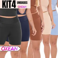 Kit 4 Shorts Legging Feminino Meia Coxa Cintura Alta Bermuda Zero Transparência Fitness
