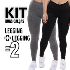 Kit 2 Calças Legging Cintura Alta Leg Suplex Grossa Levanta Bumbum Zero Transparência
