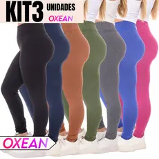 Kit C/ 03 Calça Legging Cintura Alta Leg Suplex Grossa Levanta Bumbum Zero Transparência
