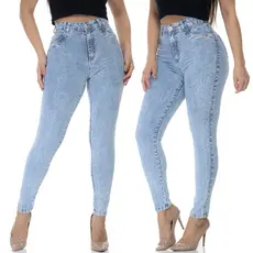 Calça Jeans Feminina Levanta Bumbum Com Lycra Cintura Alta