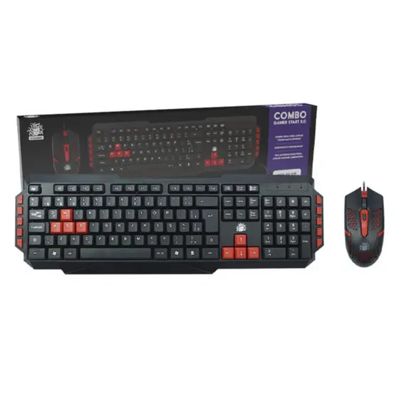 🔥 Combo Gamer Teclado + Mouse Start 2.0 USB LED ABNT2 Ergonômico PC Notebook Cor Vermelho
