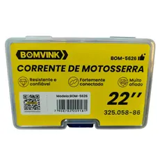 Corrente para Motosserra 22 pol 43 Dentes Aço Temperado Low Profile .325" 0.058" 1,5mm BOM 5626