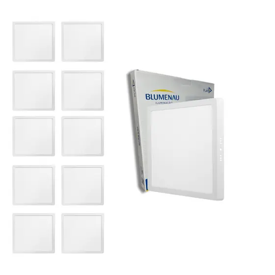 Kit 10 Painel Plafon Quadrado Sobrepor 18w Branco Frio 6500k 4000k 3000k Play Blumenau Iluminação