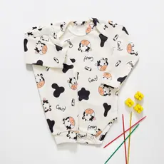 Conjunto Bebê Suedine Antialérgico Pagão Body e Calça Longo Vaquinha Off