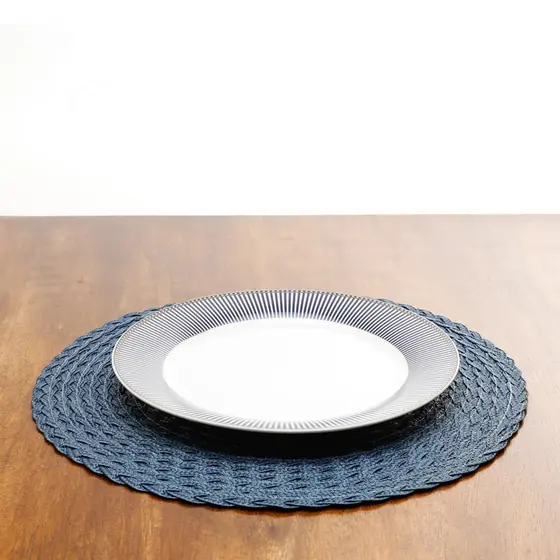 Lugar Americano Wolff Leaf de Poliéster Azul Escuro