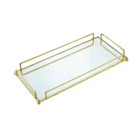 Bandeja Decorativa Wolff de Metal Dourada 34cm x 16cm x 4cm