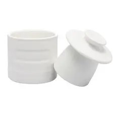 Manteigueira Francesa Wolff de Cerâmica Branca Matte com Tampa 8 cm Porta Manteiga para Mesa Posta Café da Manhã Cozinha