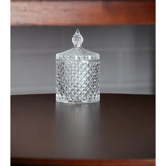 Potiche com Tampa Wolff Litt de Cristal 7cm x 7cm x 11cm