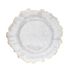 Sousplat Wolff de Plástico com Fio de Ouro 33cm