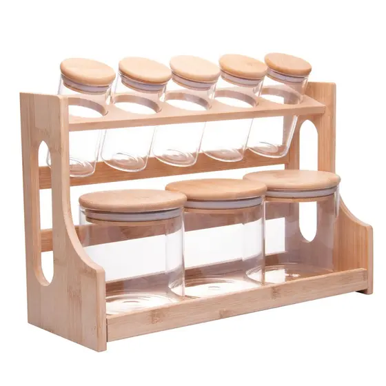 8 Potes em Borossilicato com Tampa  temperos condimentos cozinha Wolf 500ml/120ml