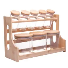 8 Potes em Borossilicato com Tampa  temperos condimentos cozinha Wolf 500ml/120ml