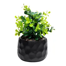 Cachepot de Cimento com Planta Artificial Prisma Preto 10x29
