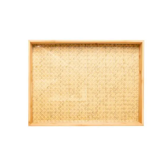 Bandeja Wolff de Bambu com Fundo em Treliça 39cm x 29cm