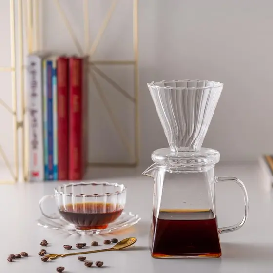 Cafeteira e Filtro Borossilicato de Vidro Incolor Wolff Moderno Luxo Café